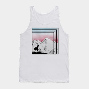 Deer watching mountain sunset Tank Top